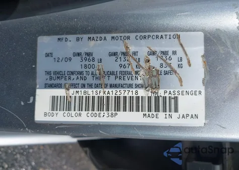 2010 Mazda Mazda3 I Touring from USA, damaged, VIN JM1BL1SFXA1257718